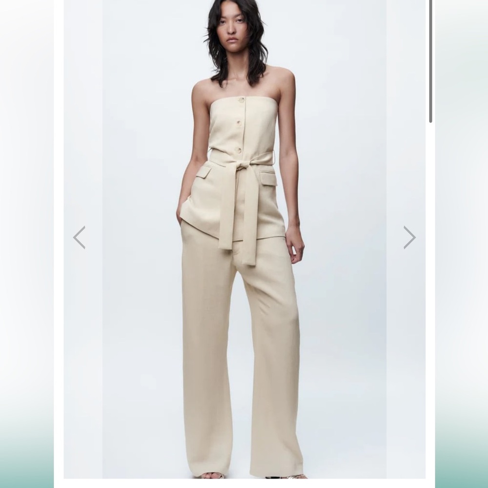 ZARA contrast waist linen blend pants - goes with set